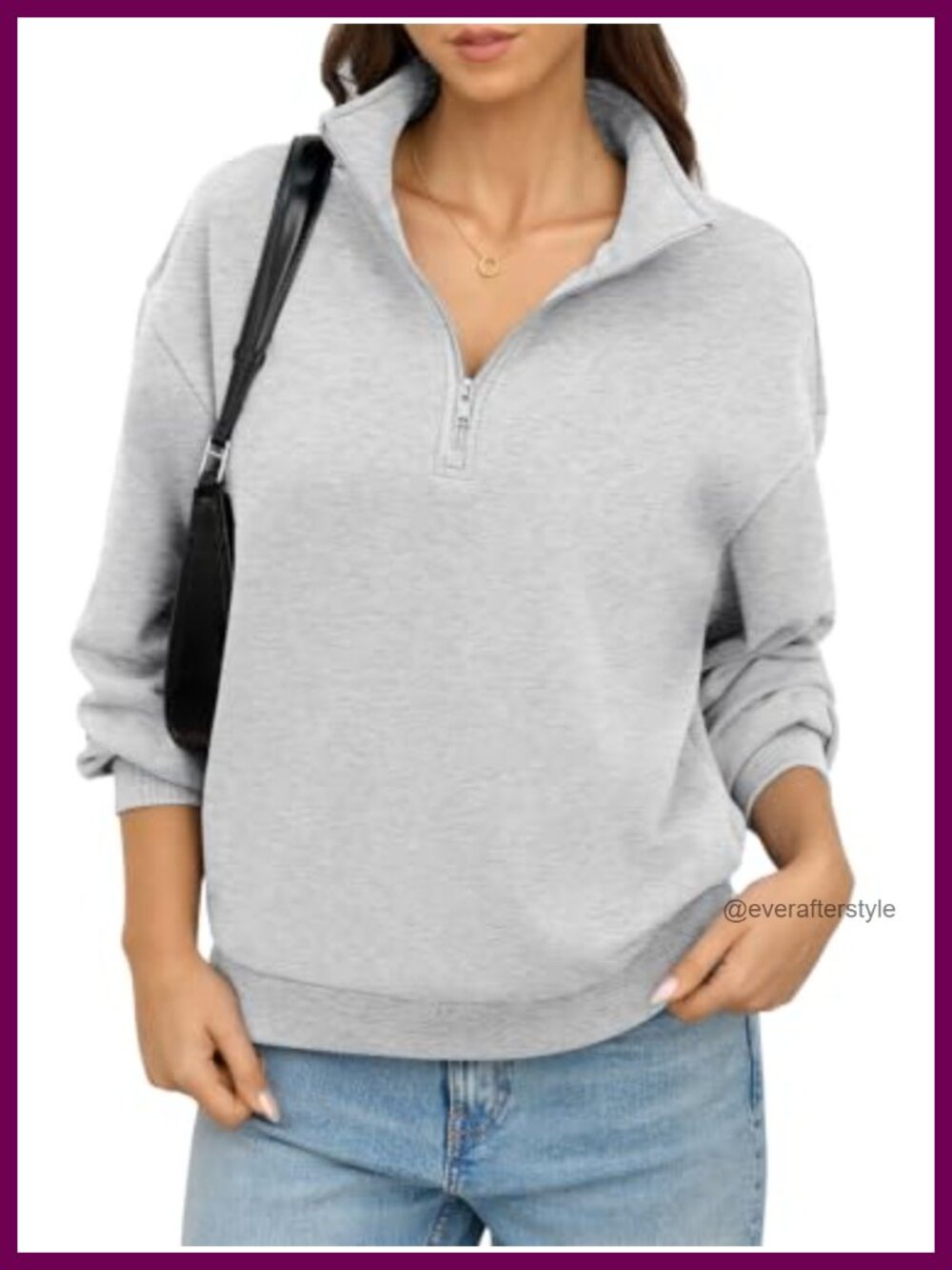EasyGala Womens Fleece Quarter Zip Mock Neck Pullover Sweatshirt